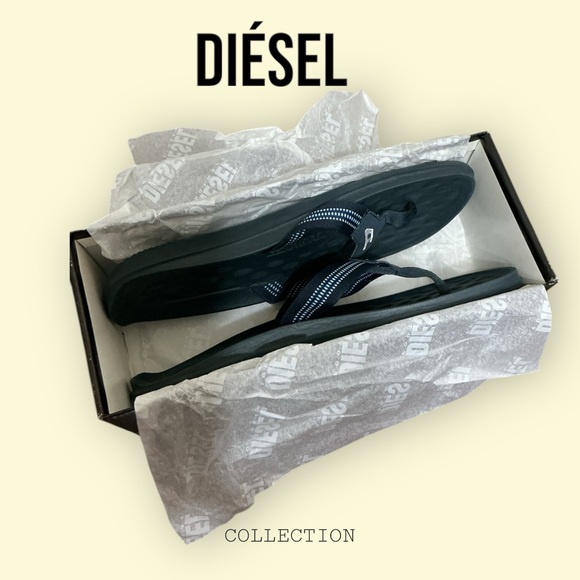 Mens Diesel navy blue flip flops sizer 12 - Picture 3 of 6